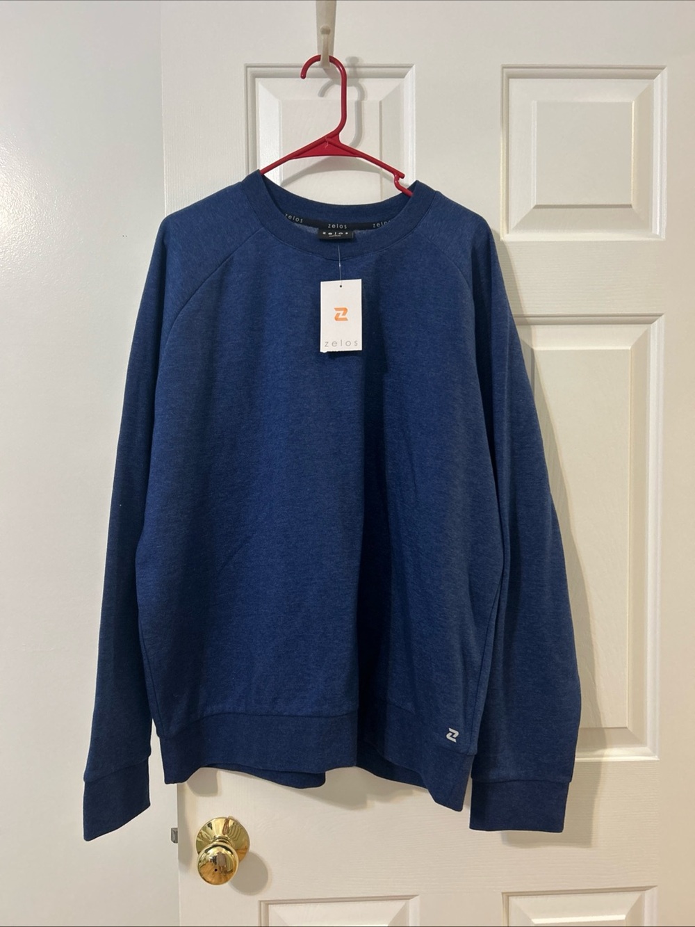 Zelos Men's XL Long Sleeve Fleece Crew Neck Pullover Navy